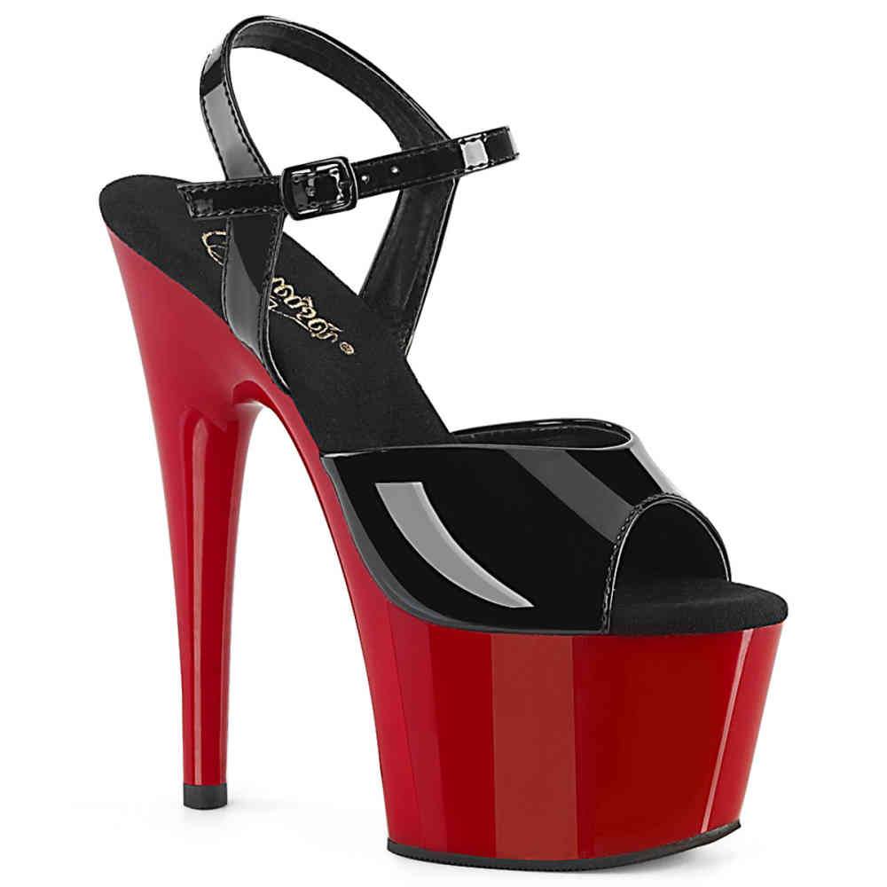 Pleaser - ADORE709 Sandale à bride à la cheville, Pole dance chaussures - Chaussures de pole dance - Noir/Rouge Product image